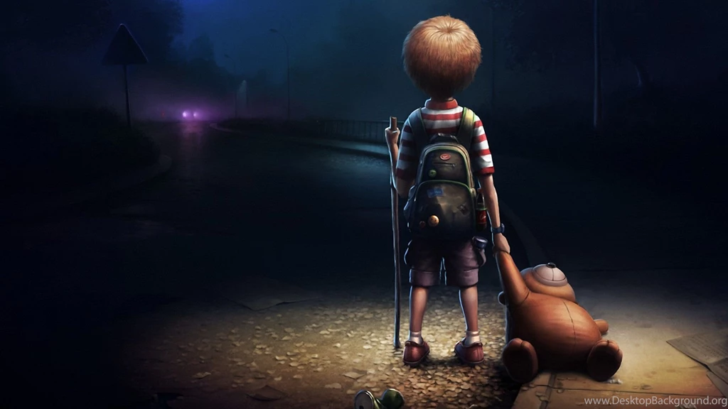 Cartoon Boy Alone In Dark Wallpapers HD 1080p For Desktop