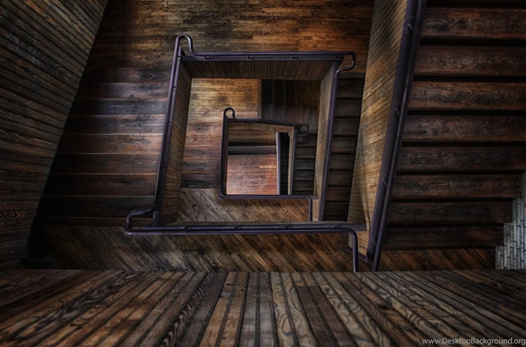 Spiral Wooden Abandoned Staircase HD Wallpapers