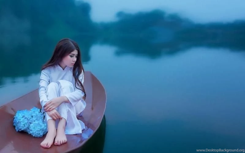 Girl In A Boat Looking At The Lake Wallpaper, 1920x1080 Wallpapers ...