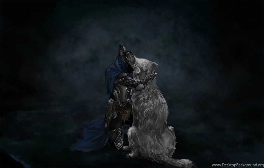 Dark Souls Knight Medieval Wolf Hug Embrace Dark Fantasy Wallpapers ...