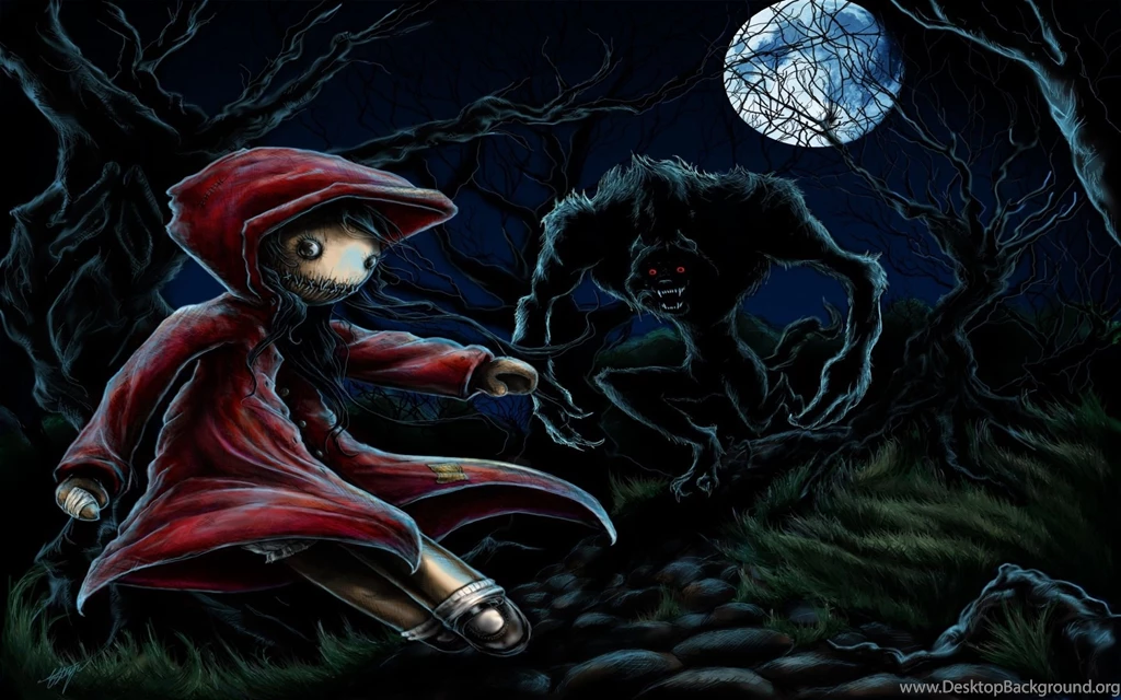 Dark Wolf Wolves Animals Trees Forest Red Riding Hood Monster ...