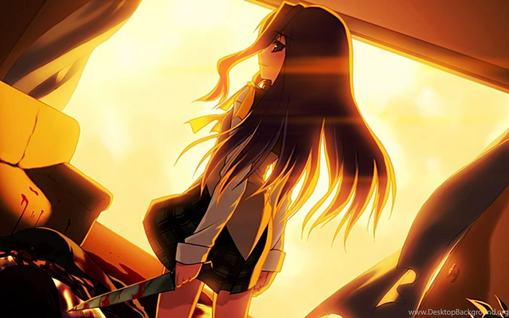 Download Wallpapers 1280x800 Anime, Girl, Knife, Blood, Dawn, Sofa ...