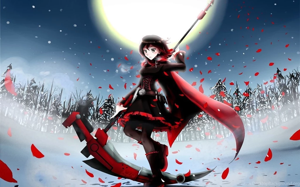 Anime Girl At Winter Night, Moon, Fields Wallpapers