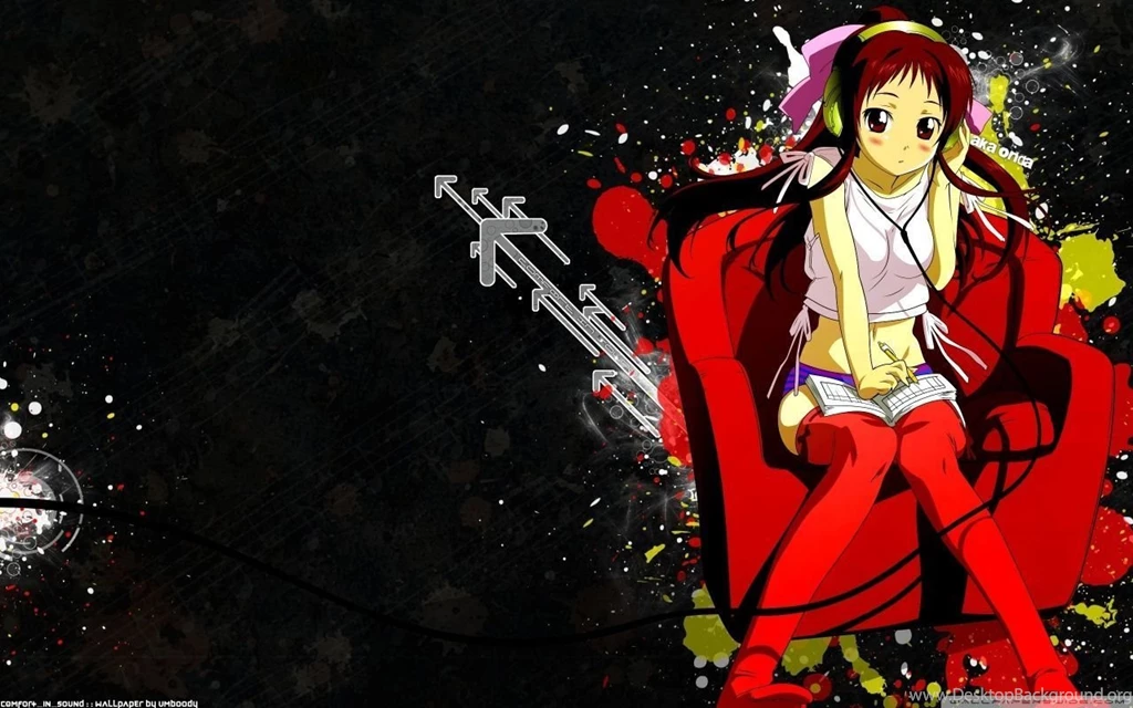 Anime Girl Listening To Music HD Desktop Wallpapers