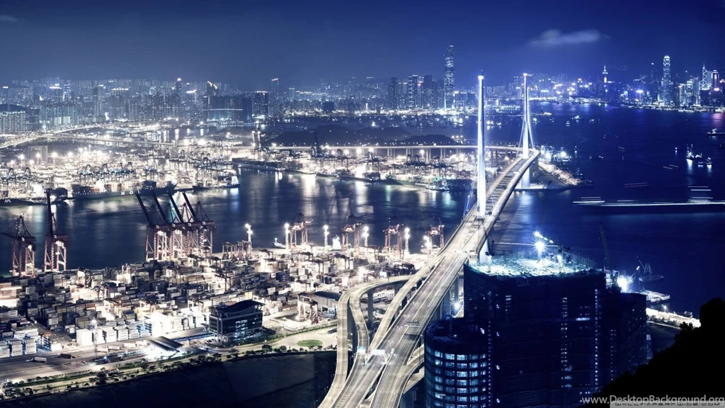 Panoramic View Of Hong Kong At Night HD Desktop Wallpapers : High ...