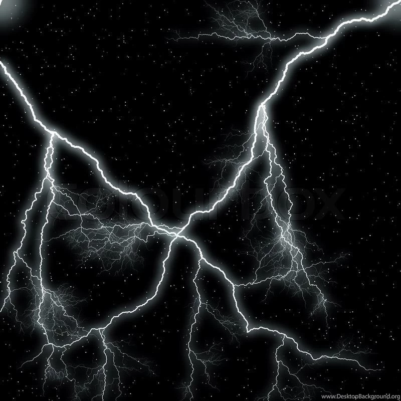 Lightning Against Night Sky With Stars Backgrounds