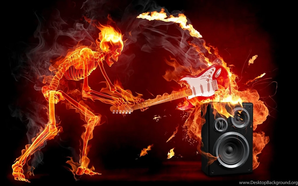 Guitar Skeleto Fire Wallpapers Full Photos