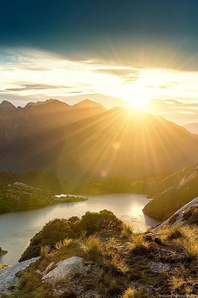 Nature Sunshine Mountain Sky Blue Spring Landscape iPhone 4s ...