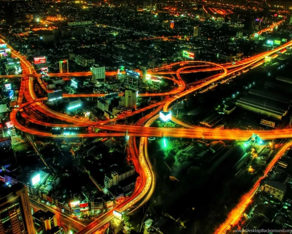 Modern: Night Highways Modern City Lights Wallpaper Backgrounds ...