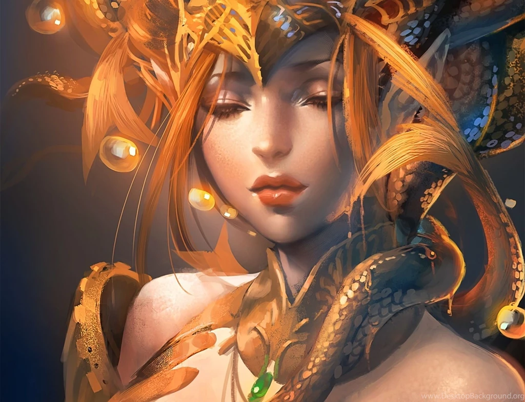 Beautiful Golden Dragon Girl Wallpapers DigitalArt.io