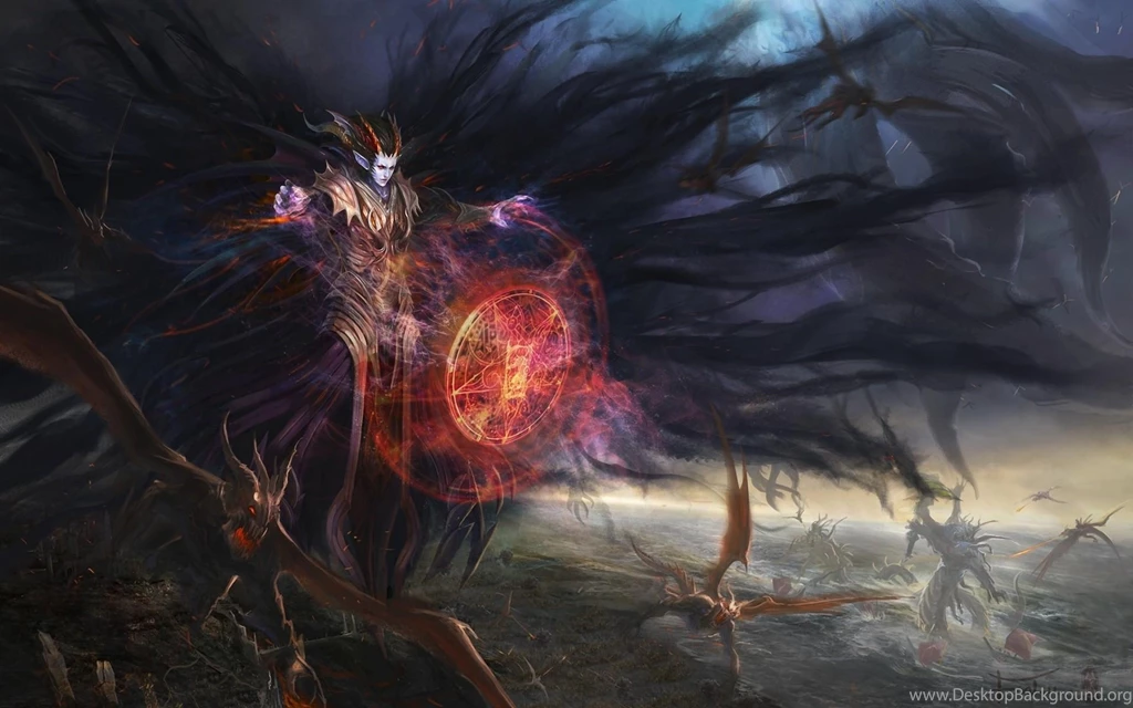 Download Wallpapers 3840x2400 Mage, Demon, Magic, Shield, Attack ...