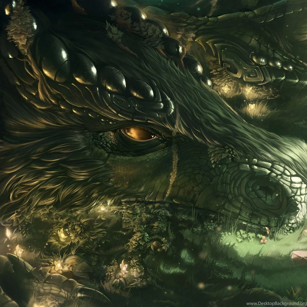 Download Wallpapers 2048x2048 Dragon, Girl, Forest, Art New iPad ...