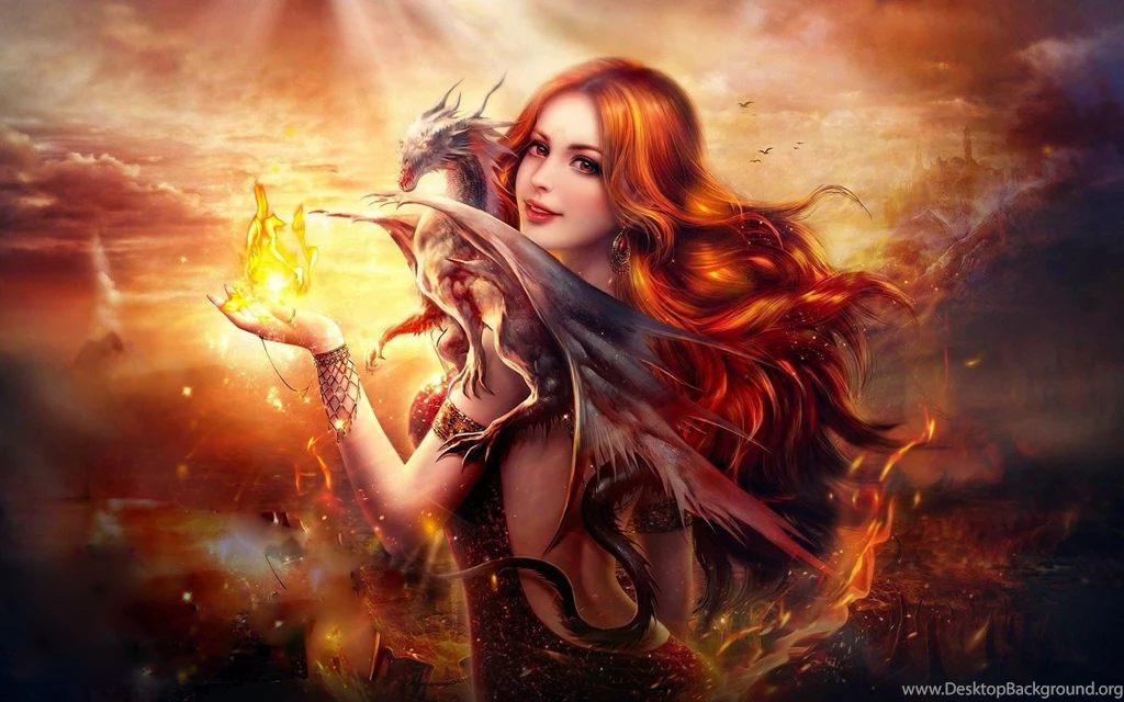 Dragon Fire Fantasy Girl Wallpapers