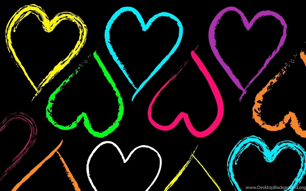 Download Colorful Hearts Black Wallpapers Love Full HD