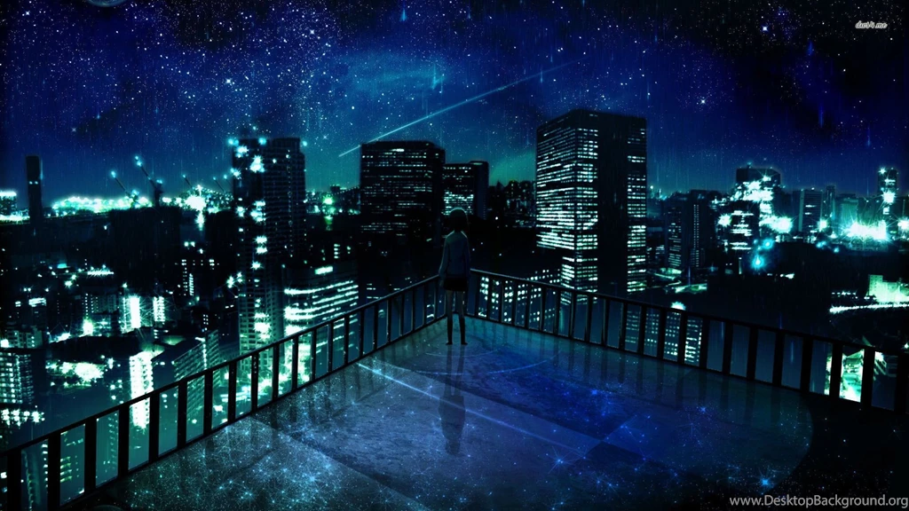 Girl Staring At The City At Night Wallpapers   Anime Wallpapers