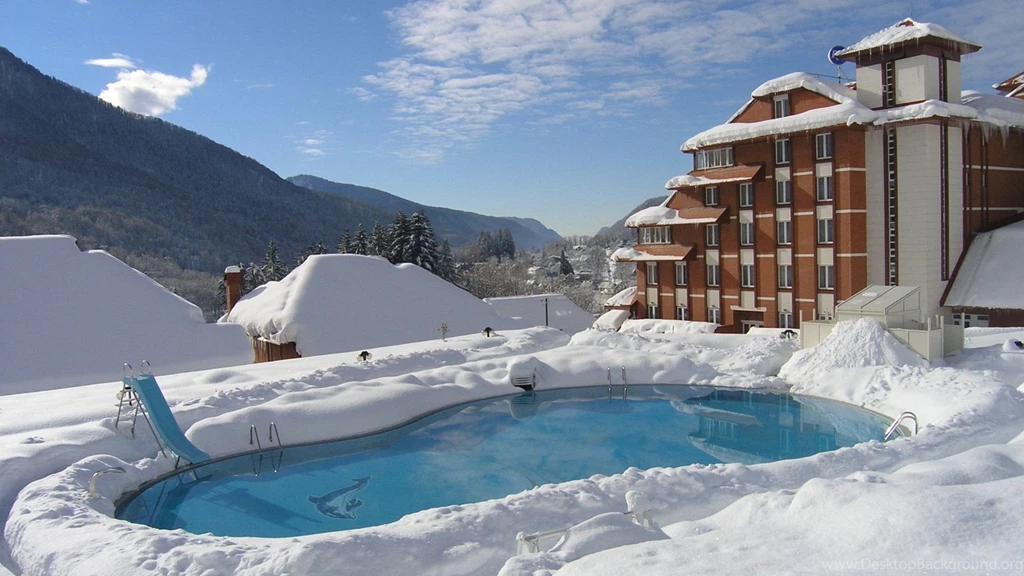 Other: Beautiful Hotel Pool Middle Winter Mountains Desktop ...