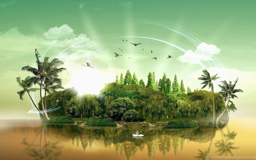 3D Nature Image For Desktop With Fantasy Tropical Island