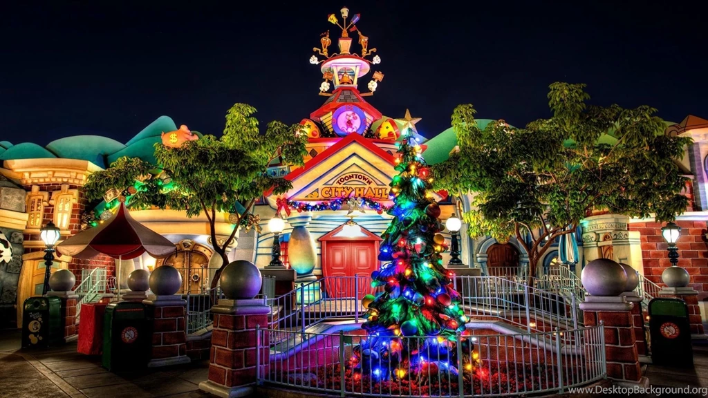 Download Wallpapers 1920x1080 Christmas Tree, Garland, Building ...