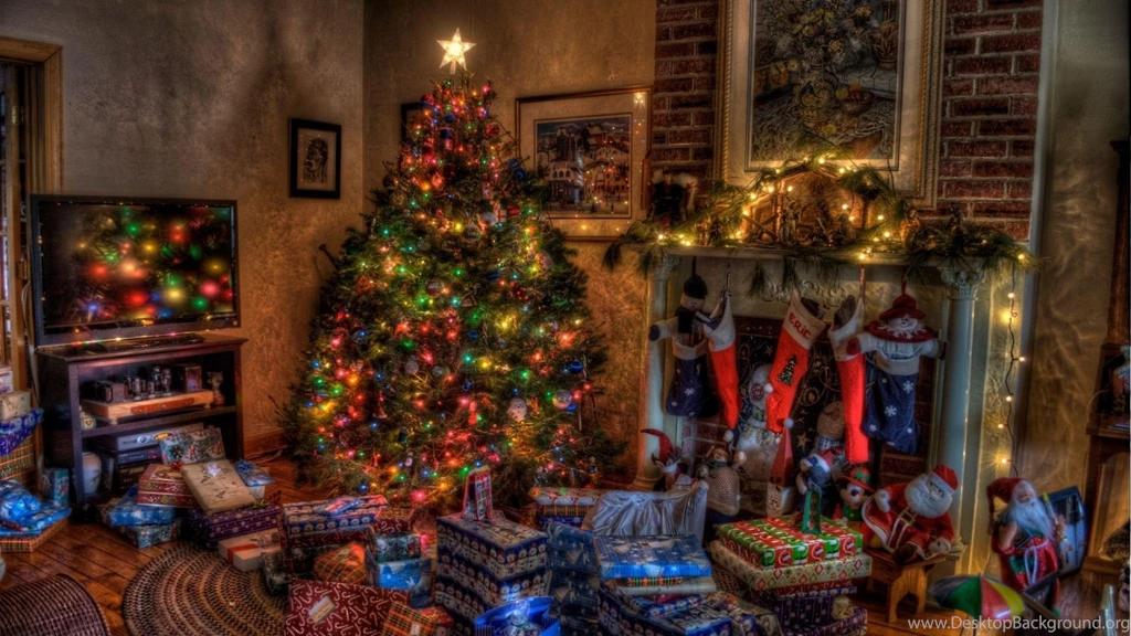 Download Wallpapers 1920x1080 Tree, Christmas, Presents, Fireplace ...