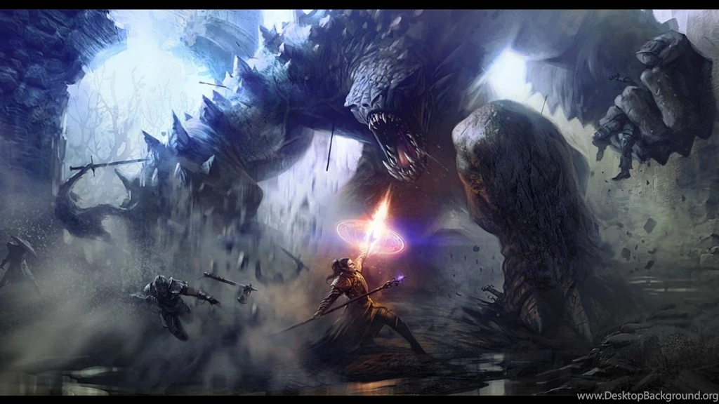 Monsters, Battle, Fight, Fantasy Art, Warriors :: Wallpapers