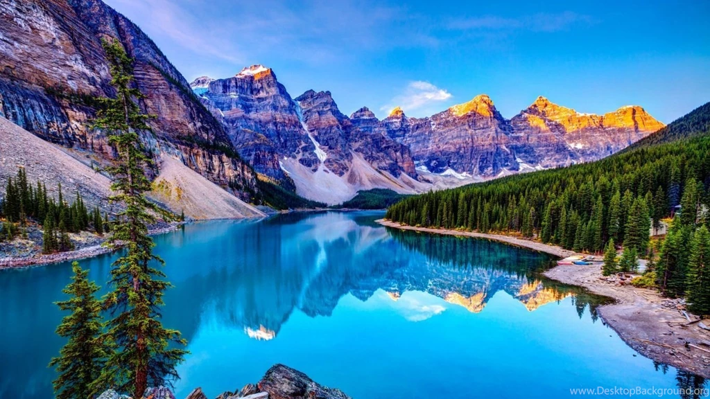 Download HD Mountains Sky Blue Lake Reflection Clouds Wallpapers ...
