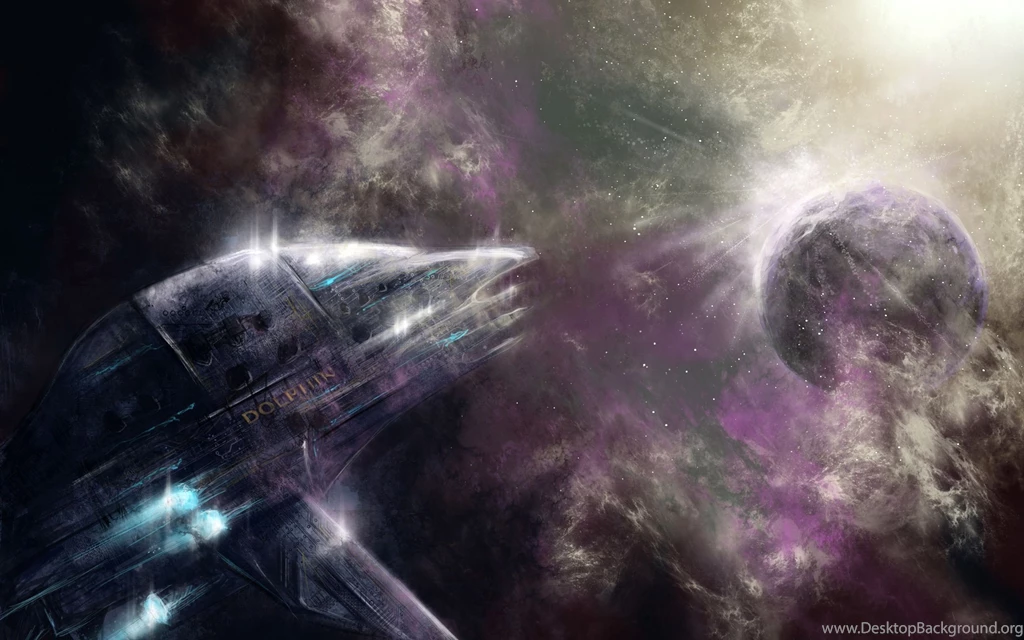 Dolphin spaceship in the nebula 2560x1600 fantasy desktop wallpaper 27486.jpg