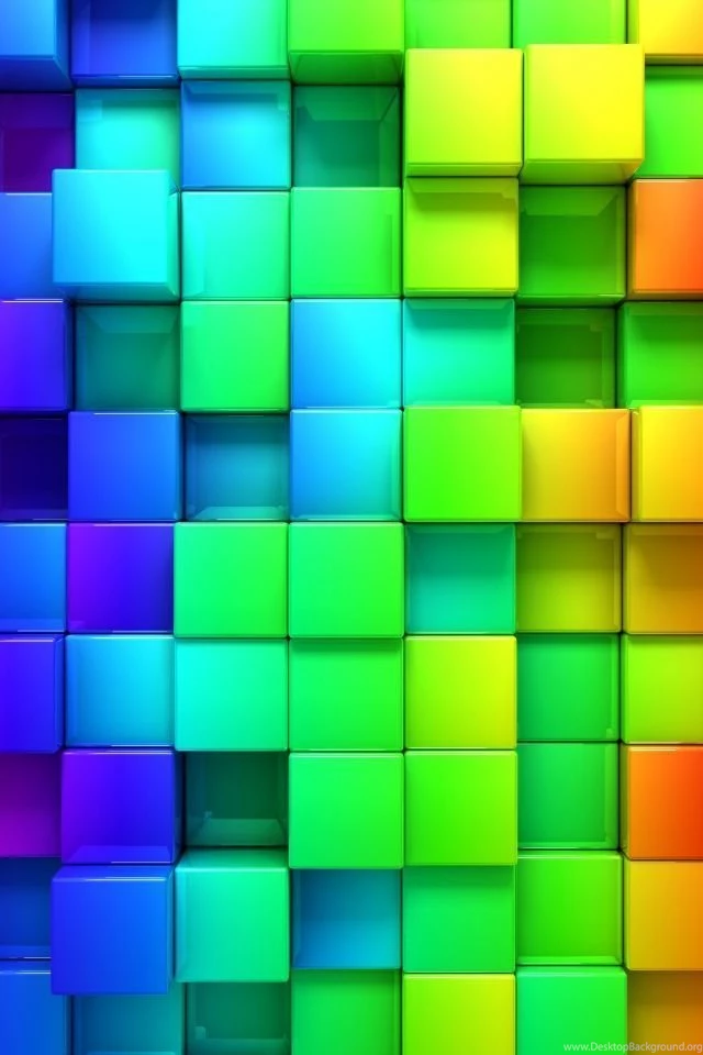 Download Wallpapers 640x960 Blocks, Rainbow, 3d Graphics ...
