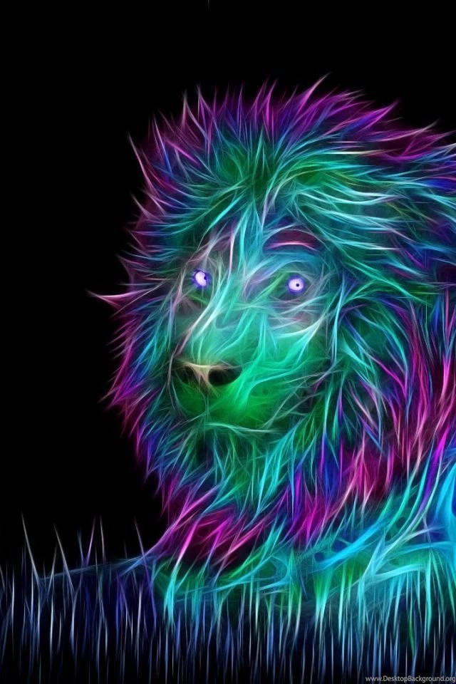Download Wallpapers 640x960 Abstract, 3d, Art, Lion iPhone 4S, 4 HD ...