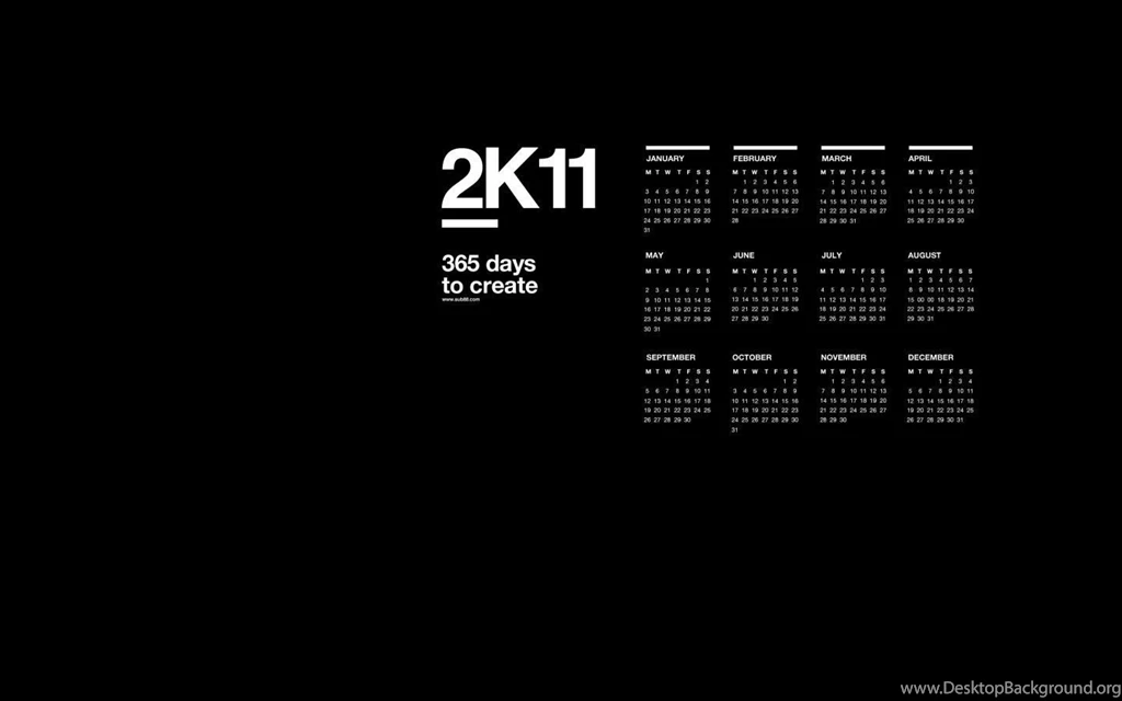 1440x900 2K11 Black Calendar Desktop PC And Mac Wallpapers