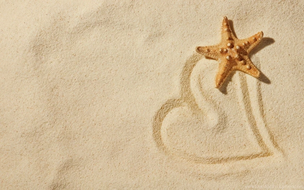 Beach Sand Heart Starfish Love HD Wallpapers
