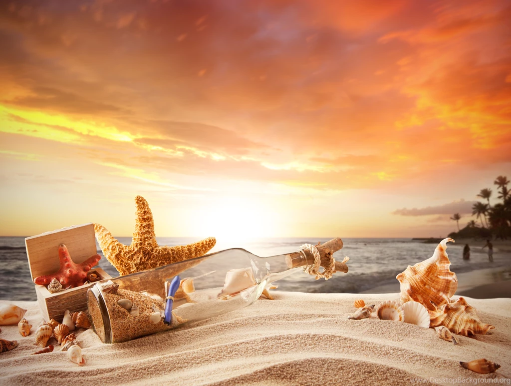 Download Wallpapers Sea, Beach, Sand Box, Shells, Sea, Stars ...