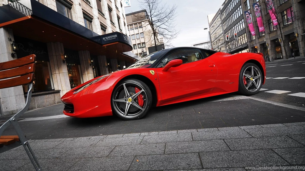 Red Parking Ferrari 458 Italia Street Hd Wallpapers