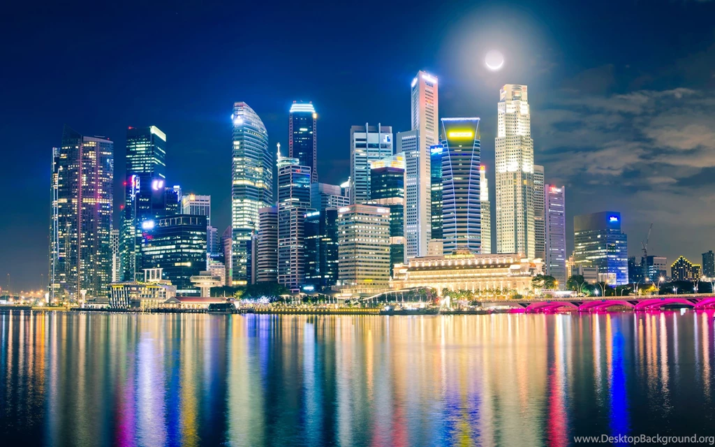 Download Wallpapers 3840x2400 Singapore, Night, Lights, Reflection ...