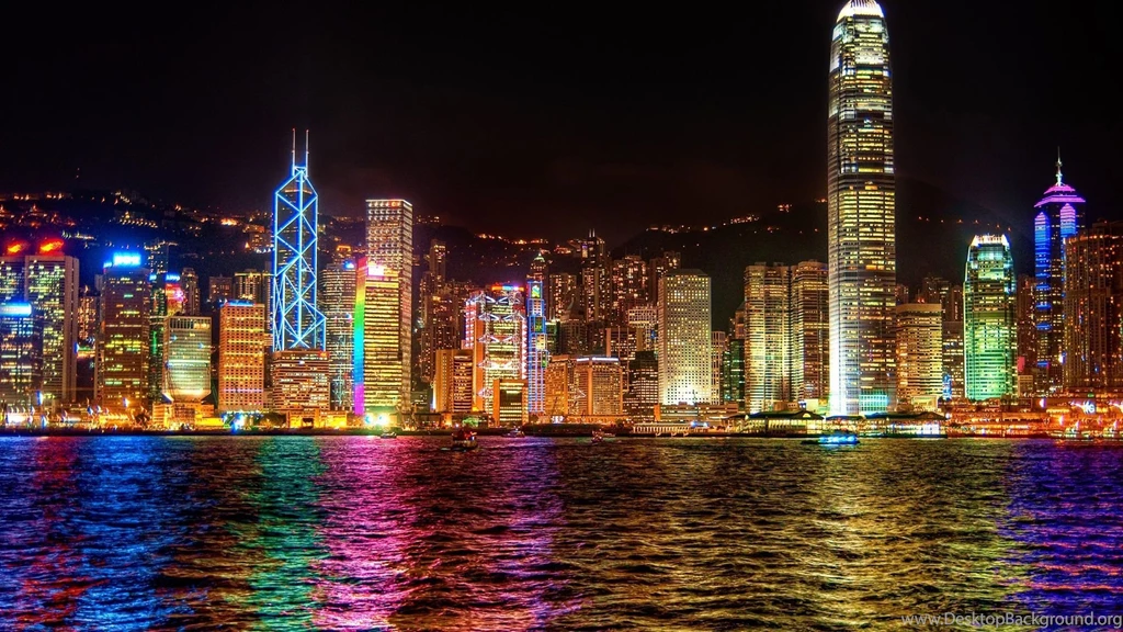 Hong Kong City Lights At Night Wallpapers