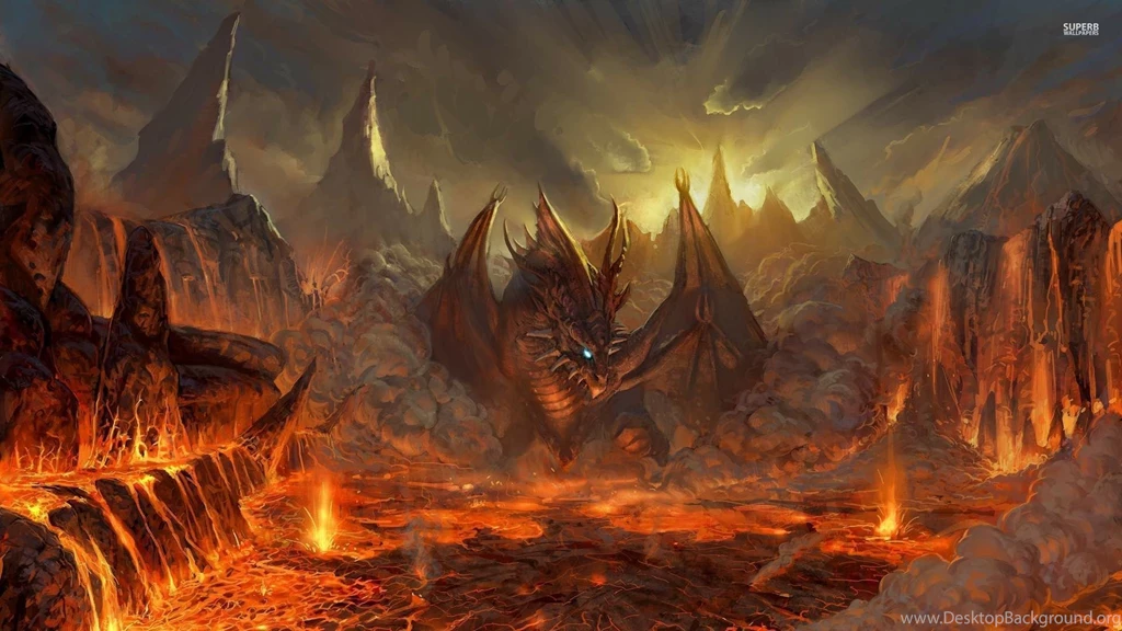 Dragon On A Melting Lava Heart Wallpapers