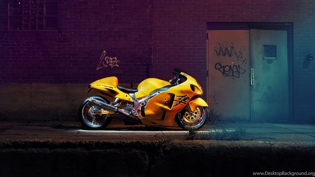 1366x768 Yellow Hayabusa At Night Desktop PC And Mac Wallpapers