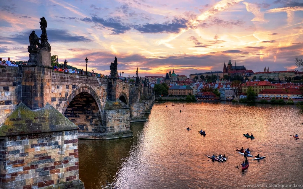 Boating on the river in prague at sundown hd wallpapers.jpg