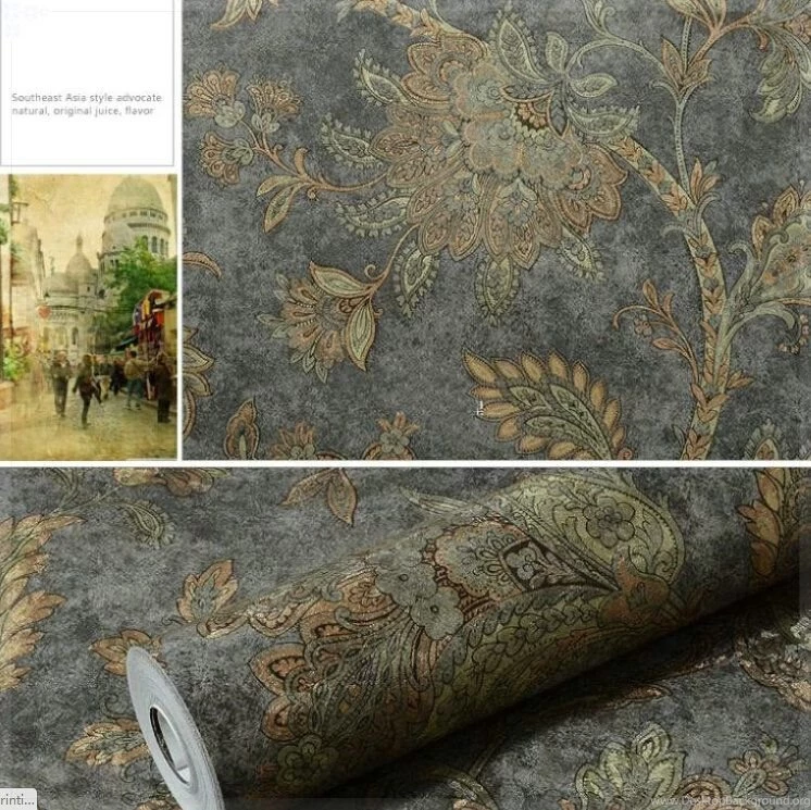 Rustic Black And Gold Wallpapers Vintage Wall Paper Embossed PVC ...