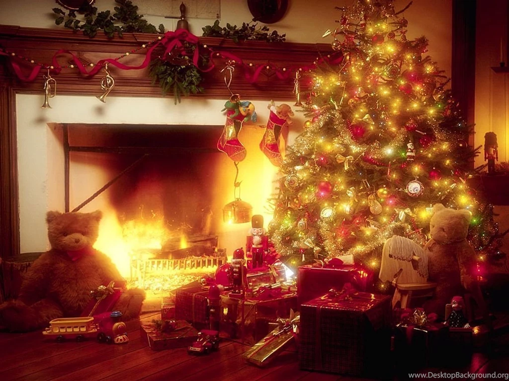 IRBOB SEVENFOLD: Christmas Tree And Fireplace Wallpapers