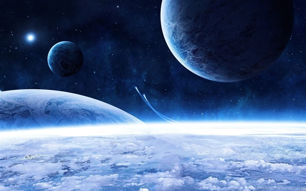 Space Ship And Blue Planet Wallpapers