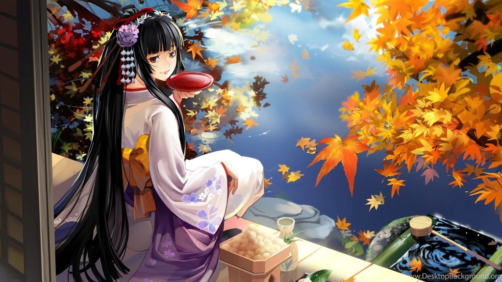 Geisha Having Breakfast On The Water Side Wallpapers 23937