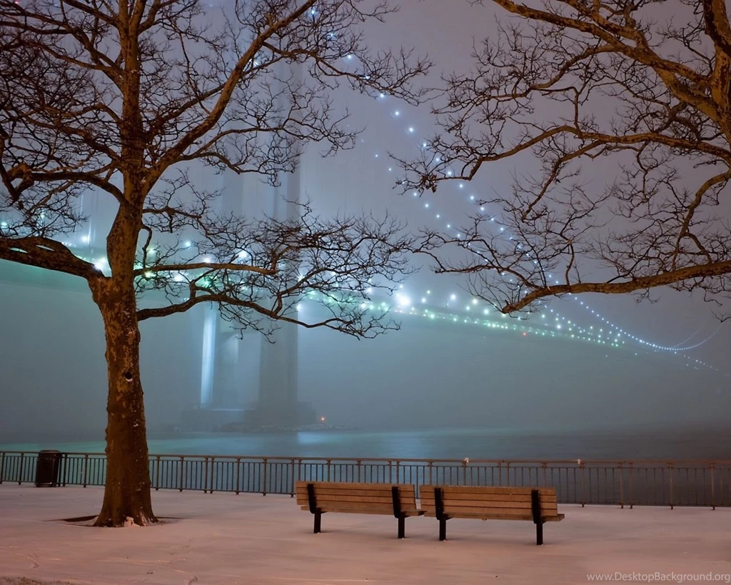 1280x1024 Winter Park Bench Wallpapers