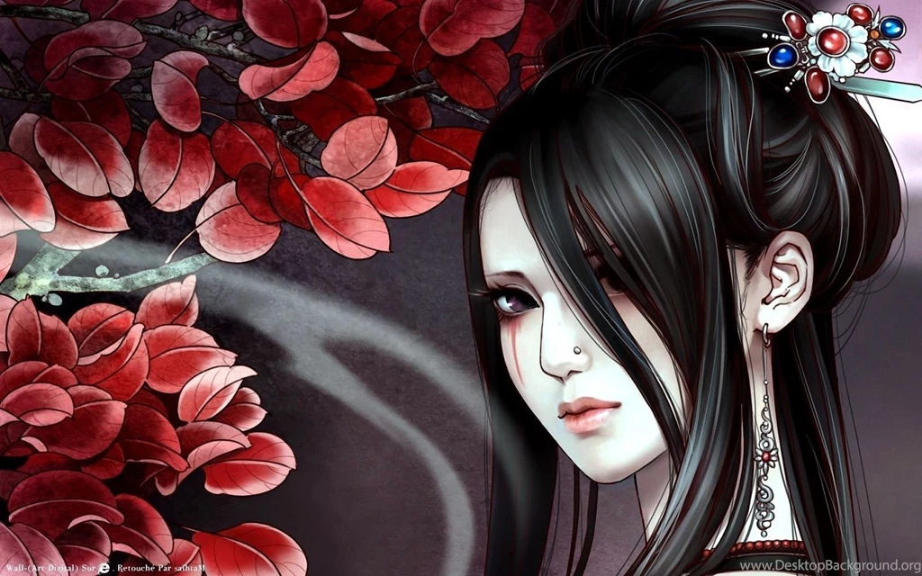 Girl Tattoo Black Long Hair Anime HD Wallpapers