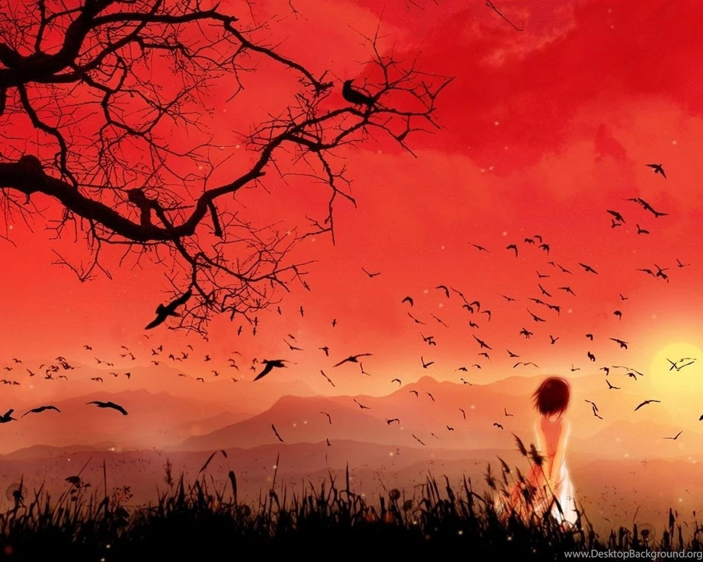 1280x1024 Anime Girl Sunset Wallpapers