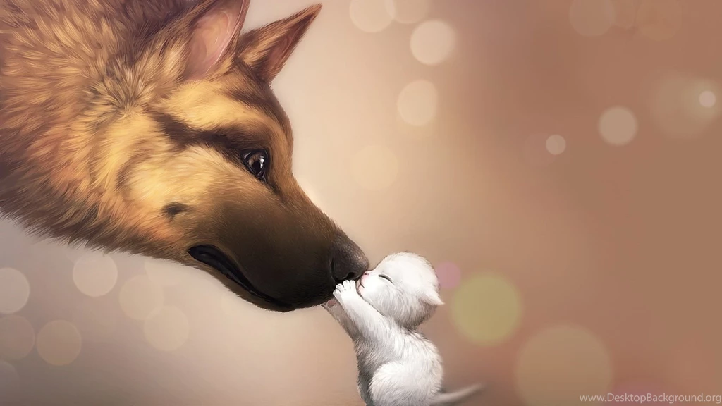 German Shepherd And A Cute Kitten Wallpapers