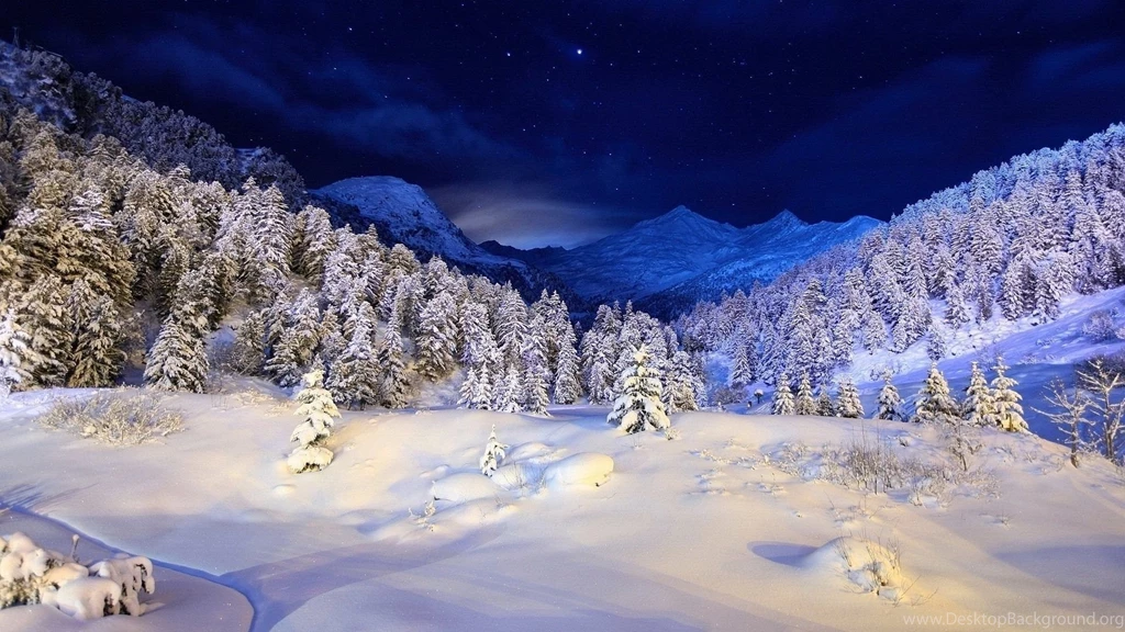 1920x1080 Night Winter Mountain Wallpapers
