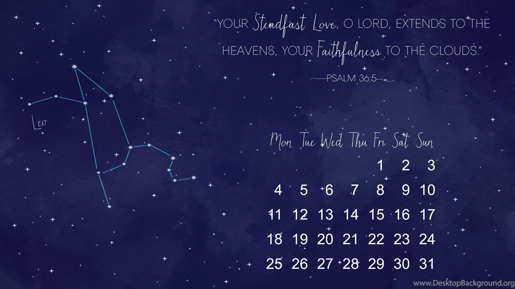 August Desktop Backgrounds – Leo Constellation And Psalm 36:5 ...