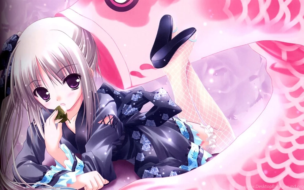 Kimono Anime Girl Eating Wallpapers