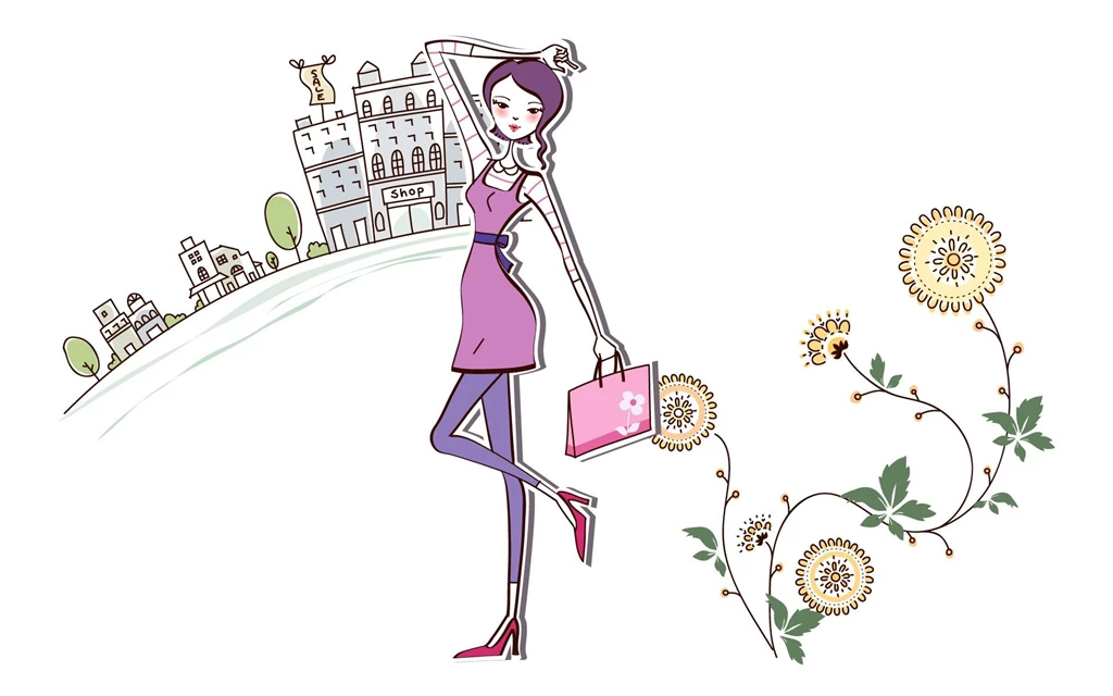 Third Series Of Women Fashion Shopping 297 Woman Vector Vector