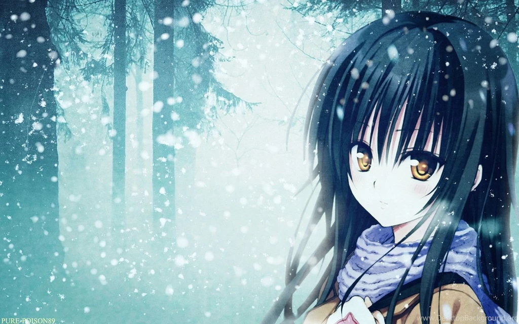 1440x900 Snow, Forest, Snow, Girl, Anime, Scarf, Kotegawa Yui, To ...